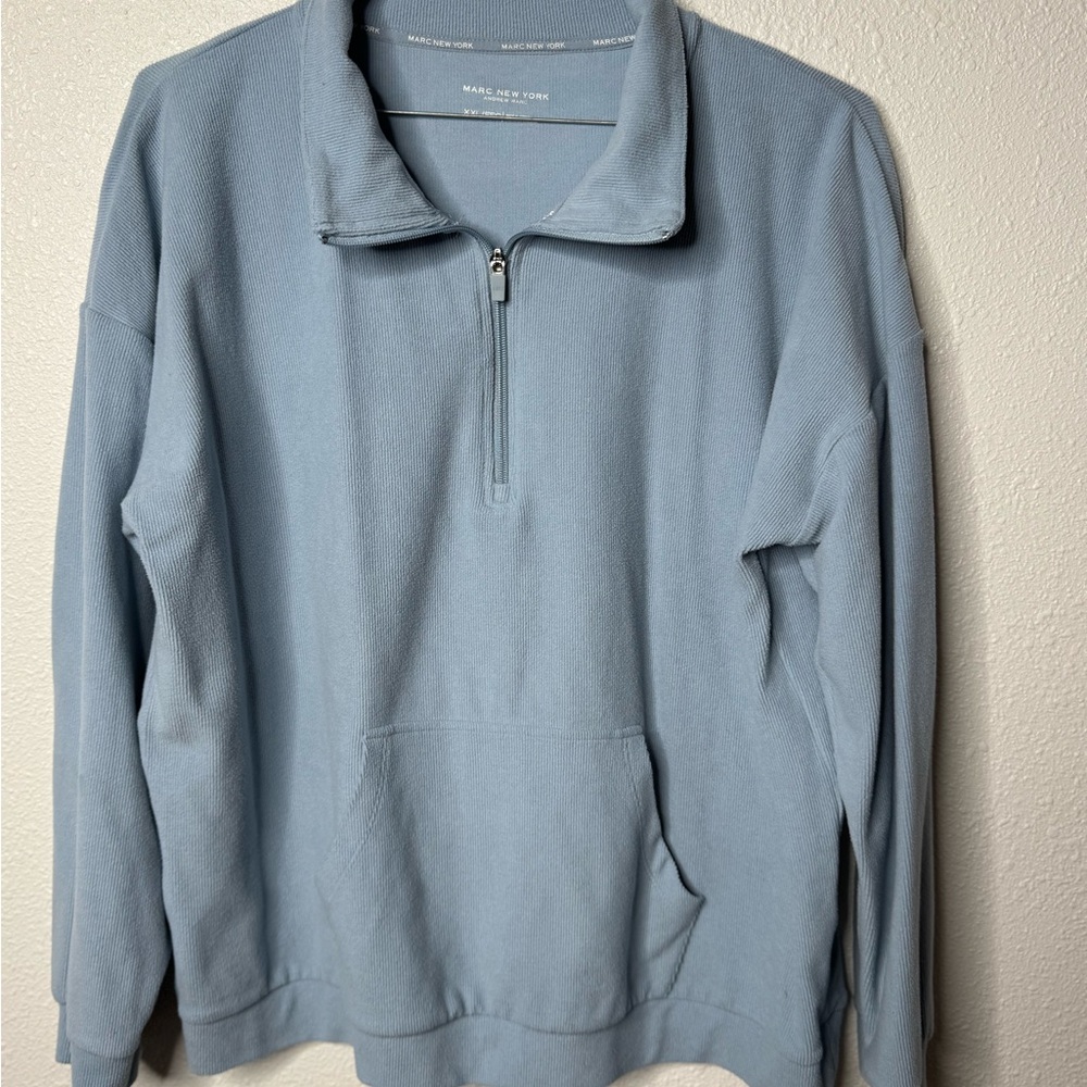 Marc New York Ladies Ribbed Quarter Zip Pullover Size XXL Blue